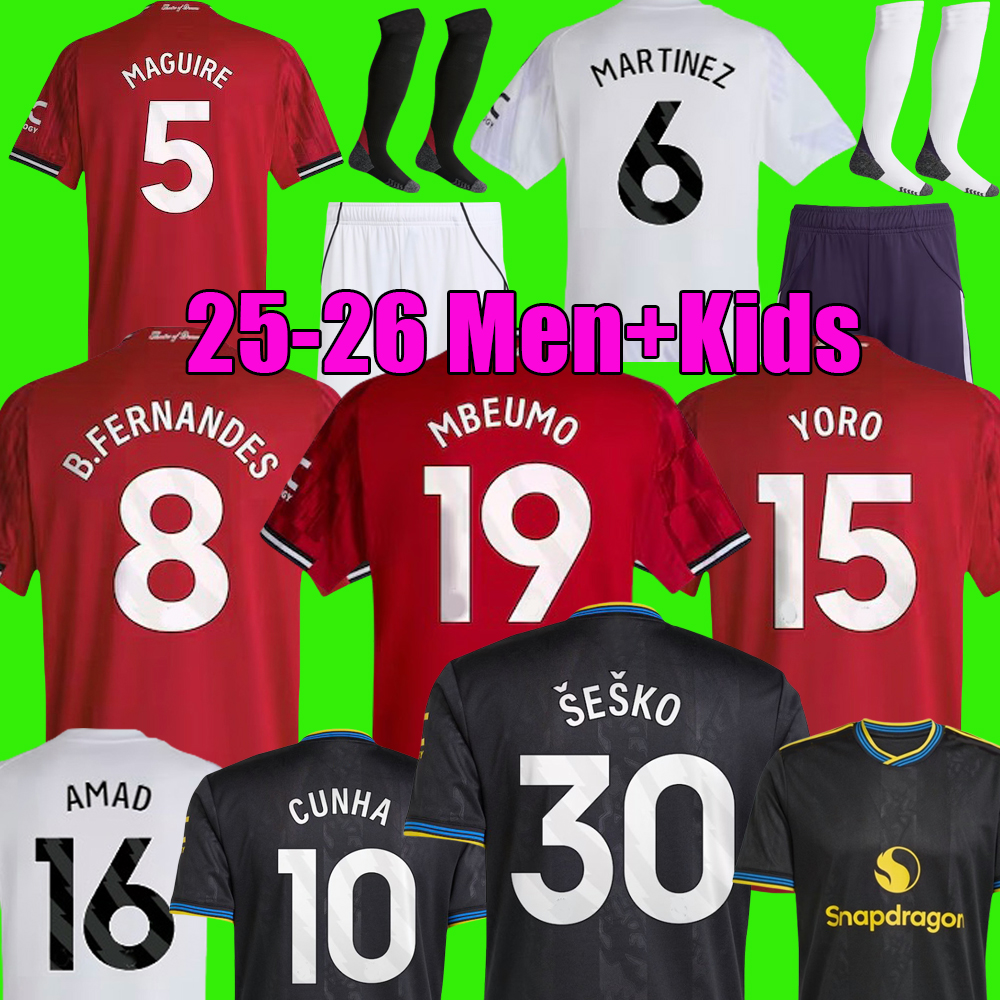 25 26 ZIRKZEE MBEUMO SESKO soccer jersey B. FERNANDES GARNACHO HOJLUN 2025 MOUNT MAZRAOUI UGARTE AMAD YORO DALOT CUNHA CANTONA football kit shirt men kids set