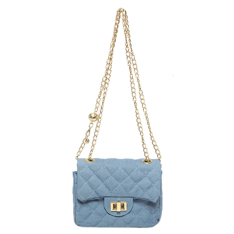 Free shipping designer Textured Stylish Lock Buckle Small Square Bag Wholesale Autumn New Small Chanel Style Denim Fashion Diamond Chain Crossbody Bag