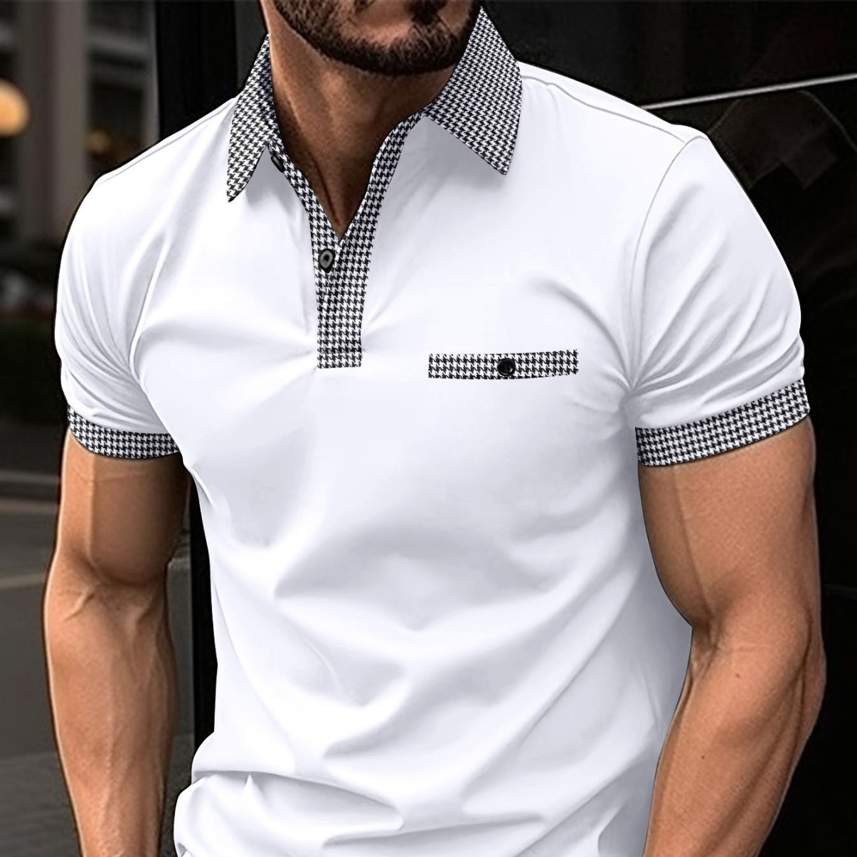 Summer Men's Casual Short-Sleeved Polo Shirt Office FashionPrint Collar T-Shirt Men's Breathable Polo Shirt Men's Clothing 240111