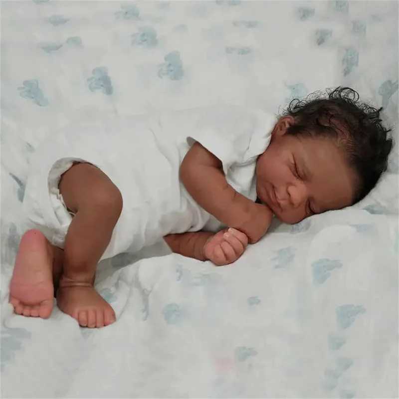 18inch Reborn Newborn Baby Doll Sleeping Baby Pascale with Dark Skin African American Black Doll Reborn Baby Dolls W250818
