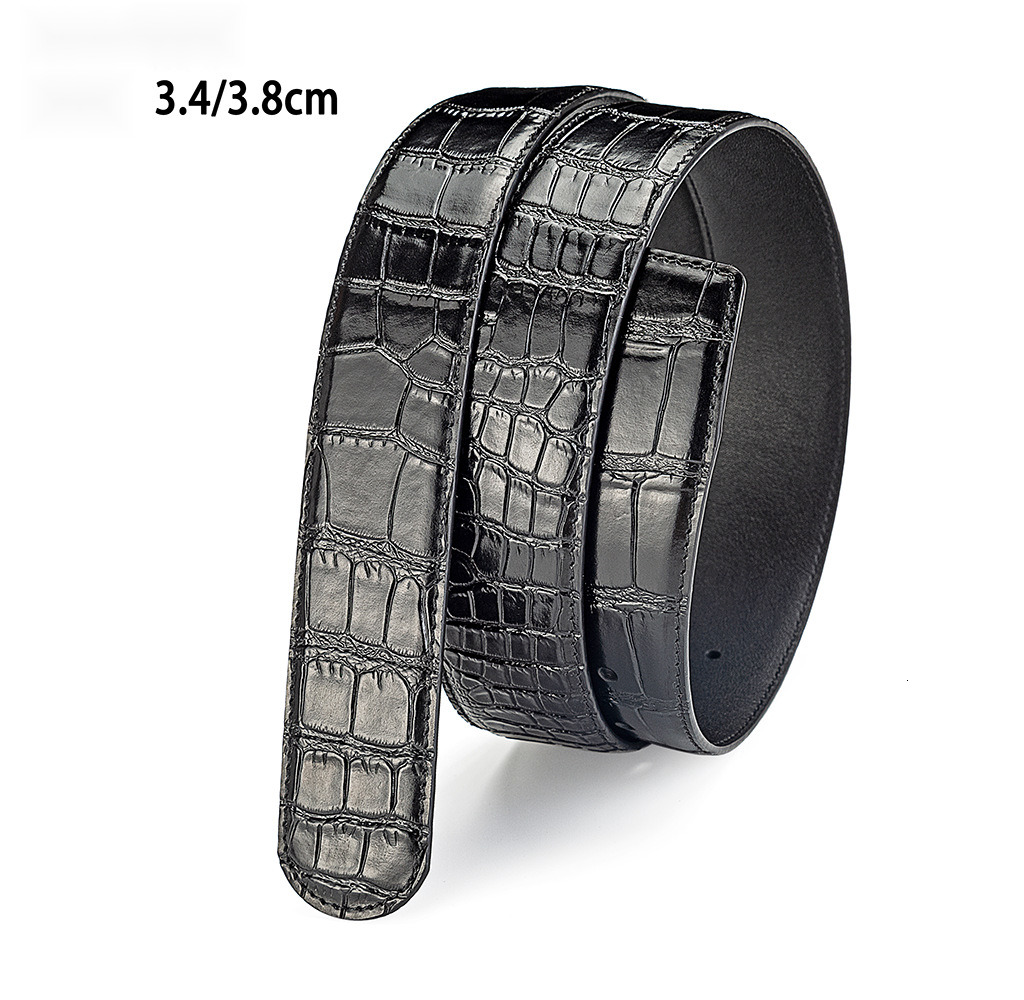 Round head replacement with double-sided cowhide crocodile pattern men's genuine leather belt buckle 3.8 waist belt
