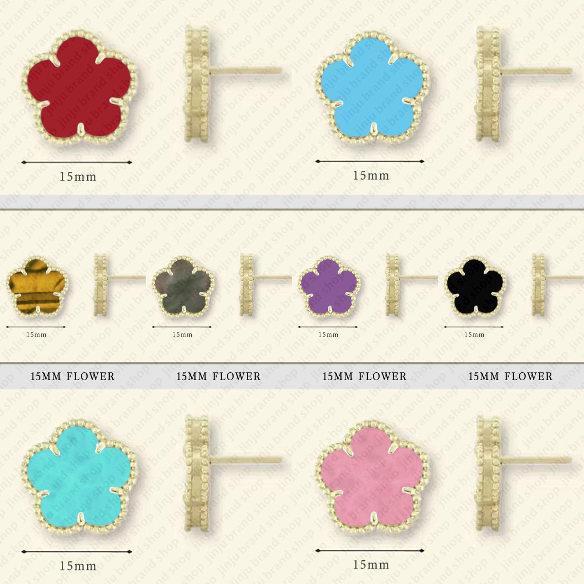 earrings clover stainless steel jewelry designer earrings Classic 15mm one motif flower earring for woman girl gifts designer pearl earings earring designer stud