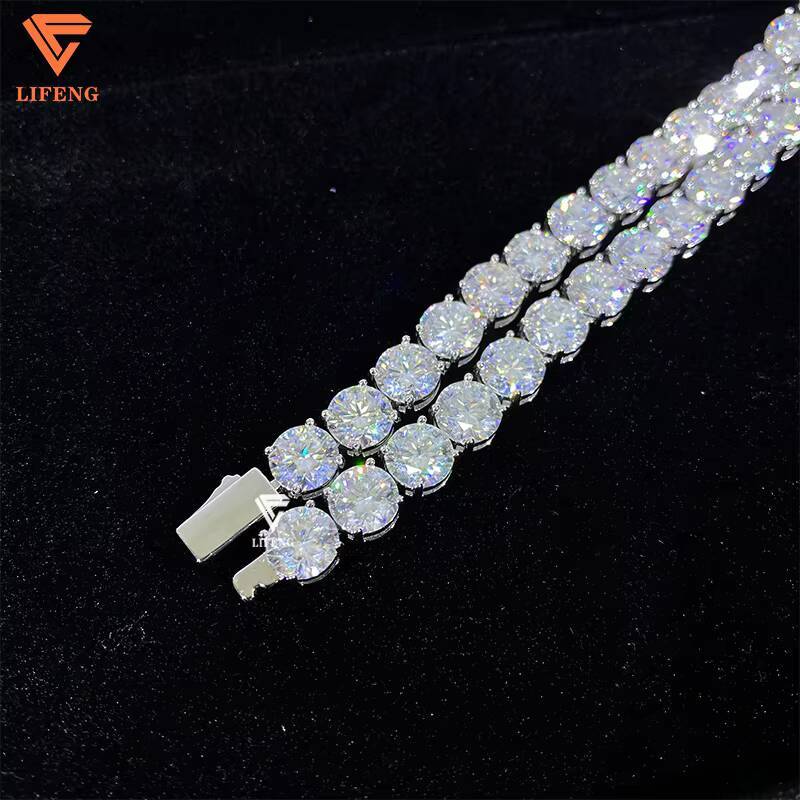 Hot Sale 8MM Tennis Necklace Bracelet D VVS Diamond 925 Sterling Silver Cubic Pattern Hip Hop Style Moissanite Cuban Pearl