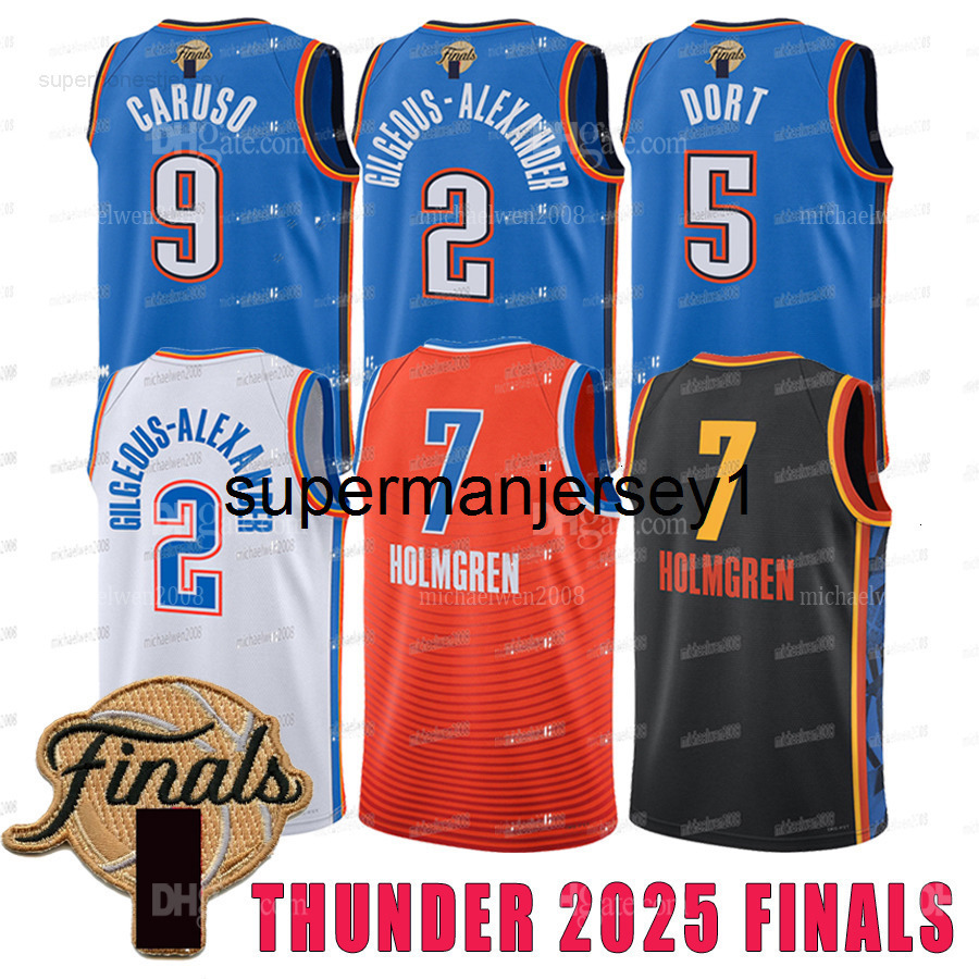 OKC Oklahomas City Shai GilgeousAlexander Thunders 2025 Finals Basketball Jersey Chet Holmgren Caruso Luguentz Do