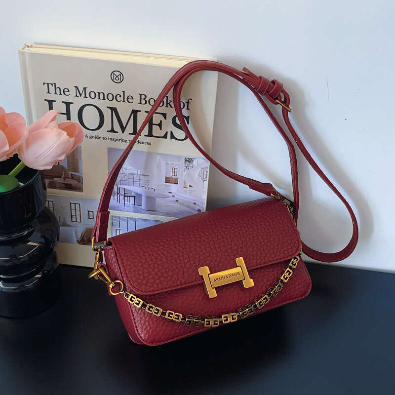 2025 New Women's Chain Large Capacity Designer Bags High-end Lychee Pattern Simple Crossbody Small Square Bag Personality