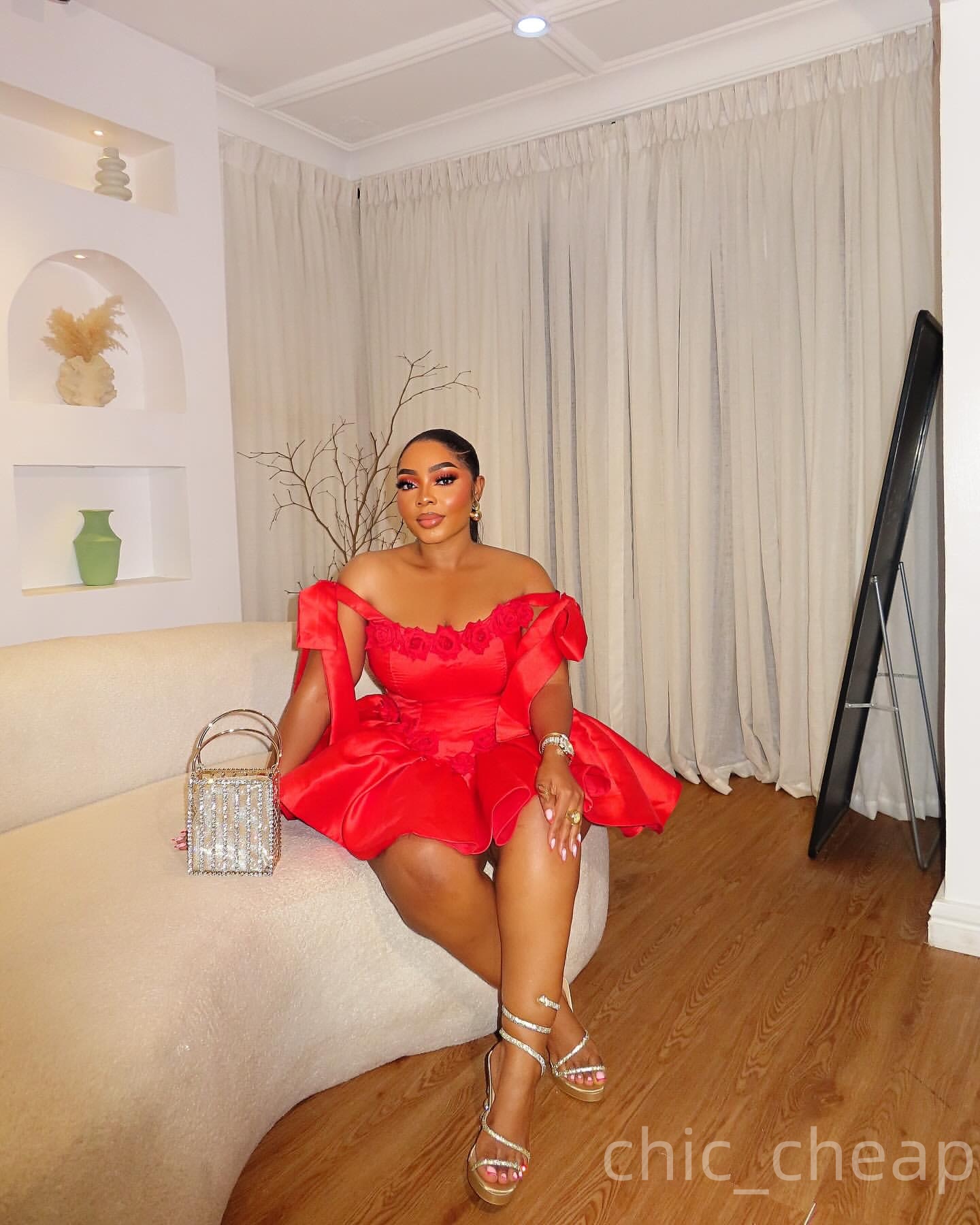Chic A-line Red Homecoming Dress Flowers Satin Strapless Short Mini Graduation Cocktail Birthday Dresses For Special Occasions Sweetheart Gowns
