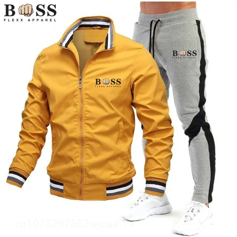 Men's Winter Sports Suit Slim Fit Brand Sportswear Cardigan Long Sleeve High Quality Running 2 Piece Set Jacket+Sweatpants