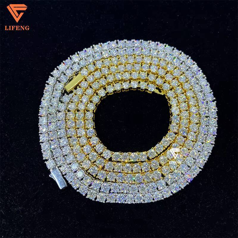 Fast Delivery High Quality Shining Moissanite Tennis Chain D VVS 3mm 4mm 5mm 6mm Silver Necklace for Men and Women