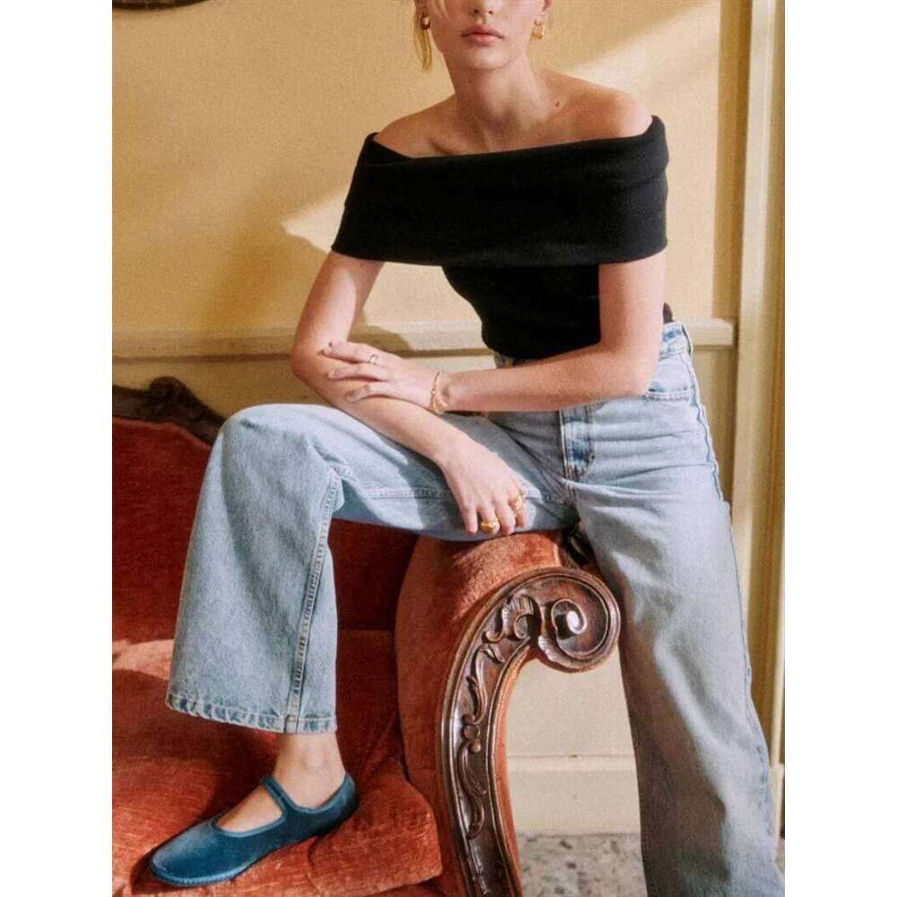 hoodie Women Off-Shoulder Knit Tshirt Sexy Slash Neck Slim Lady Top Summer jacket