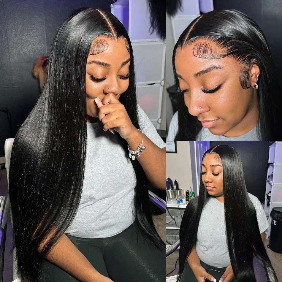 200 High Density Straight Human Hair Wigs 13x4 HD Lace Front Wig Wear And Go Brazilian 30 36 Inch 360 Full Lace Frontal Human Hair Wig For Wemon