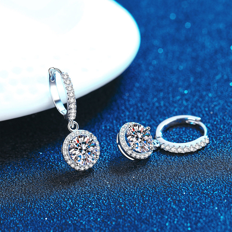 Moissanite zircon labgrown diamonds designer style womens wedding design styles diamond earrings 925 sterling silver 011