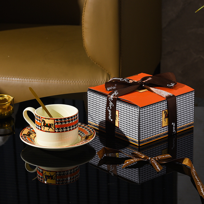 Restaurant Coffee Cup and Saucer Outdoor Ceramic Highend Sense Light Luxury Office Afternoon Tea Gift 250818