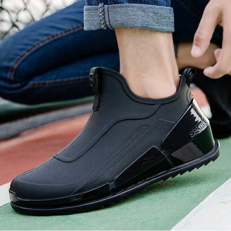 Mens Rain Boots Ankle Waterproof Shoes Men Casual Fishing Work Shoes Slip N-slip Rain Shoes Womens Kihen Rubber Shoe Long Boots XJ250818