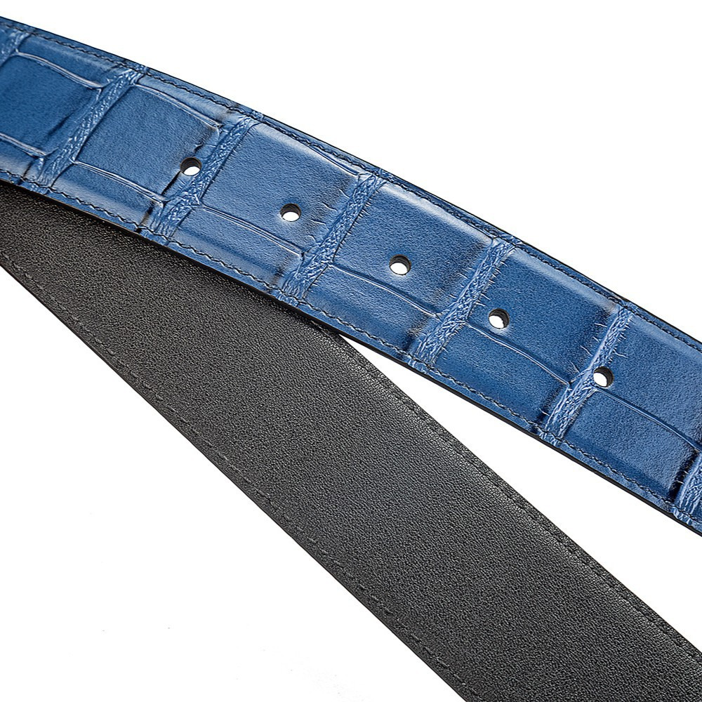 Round head replacement with double-sided cowhide crocodile pattern men's genuine leather belt buckle 3.8 waist belt