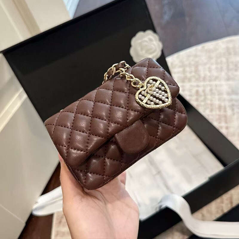 Designer Handbags Evening Bags Mini Pendant Bag Party Chain Clutch Fashion Luxury Pearl Pearl-heart Burgundy Wrist Coin Purses 12cm