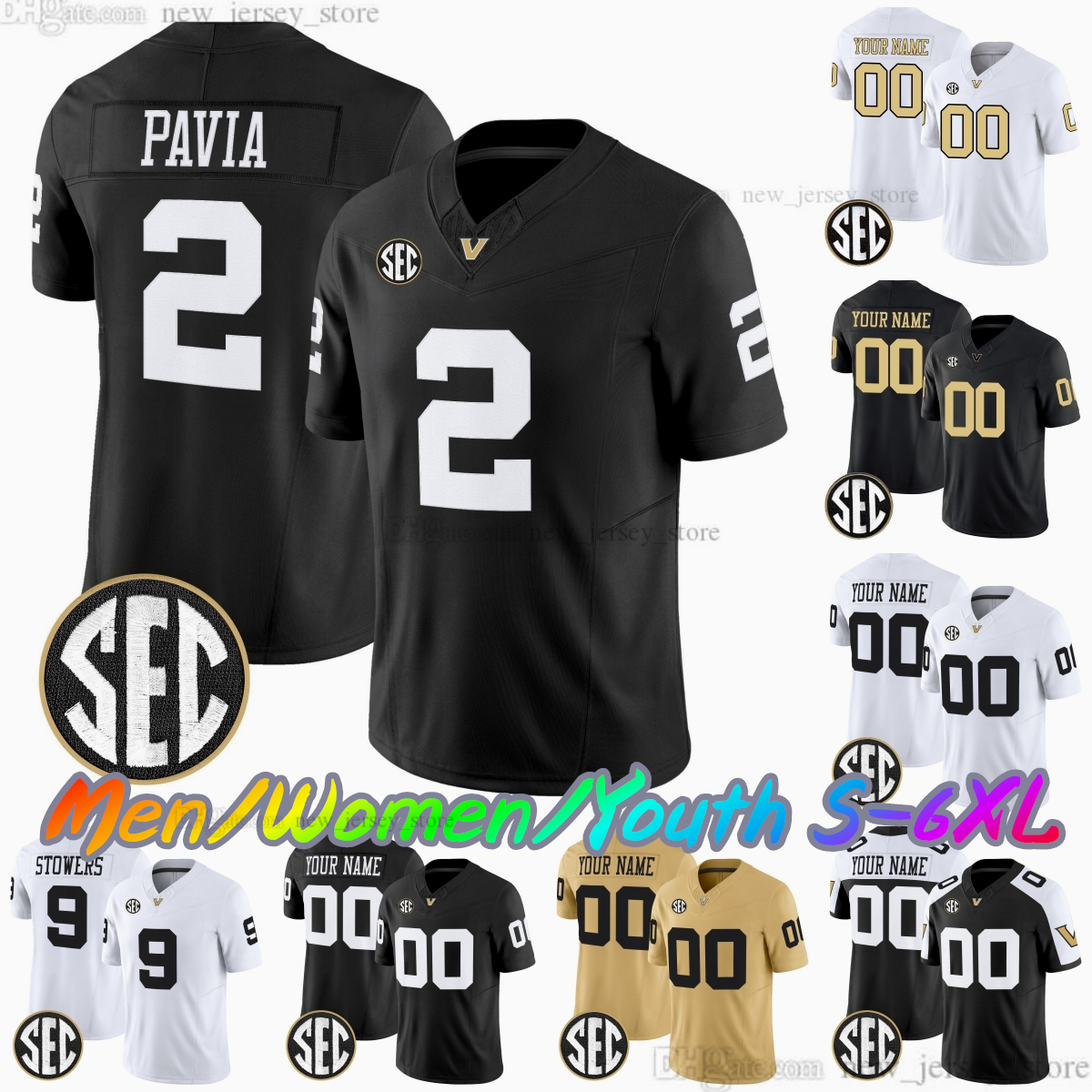 2025 Custom S-6XL College Football Jersey 2 Diego Pavia 9 Eli Stowers 11 Bryan Longwell 1 CJ Taylor 28 Sedrick Alexander 6 Jay Cutler 5 Richie Hoskins Stitched Jerseys