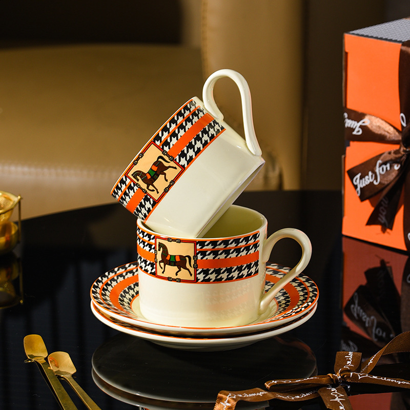 Restaurant Coffee Cup and Saucer Outdoor Ceramic Highend Sense Light Luxury Office Afternoon Tea Gift 250818