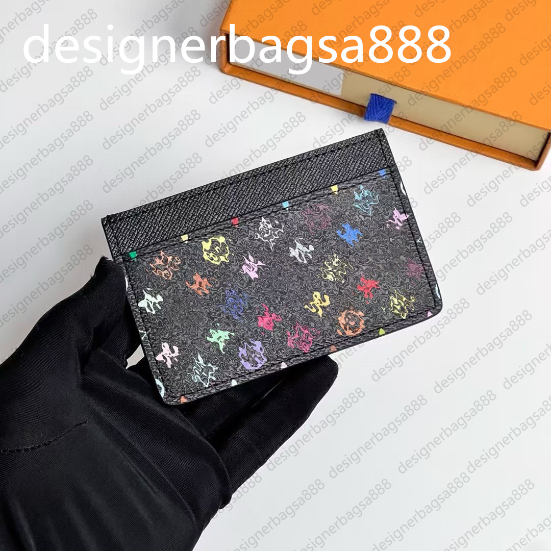 Card Holder Women Wallet Purses Designer Handbag Black Small Bag Genuine Leather Mini Branded Brand Name Bags Wallets Designers Woman Takashi MURAKAMI Golf wallet