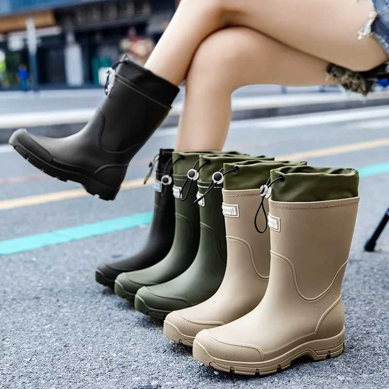Mens Mid-calf Rain Boots. New Style. Reliable Mid-calf Outdoor Slip-resistant Water Shoes. Lightweight and Waterproof XJ250818
