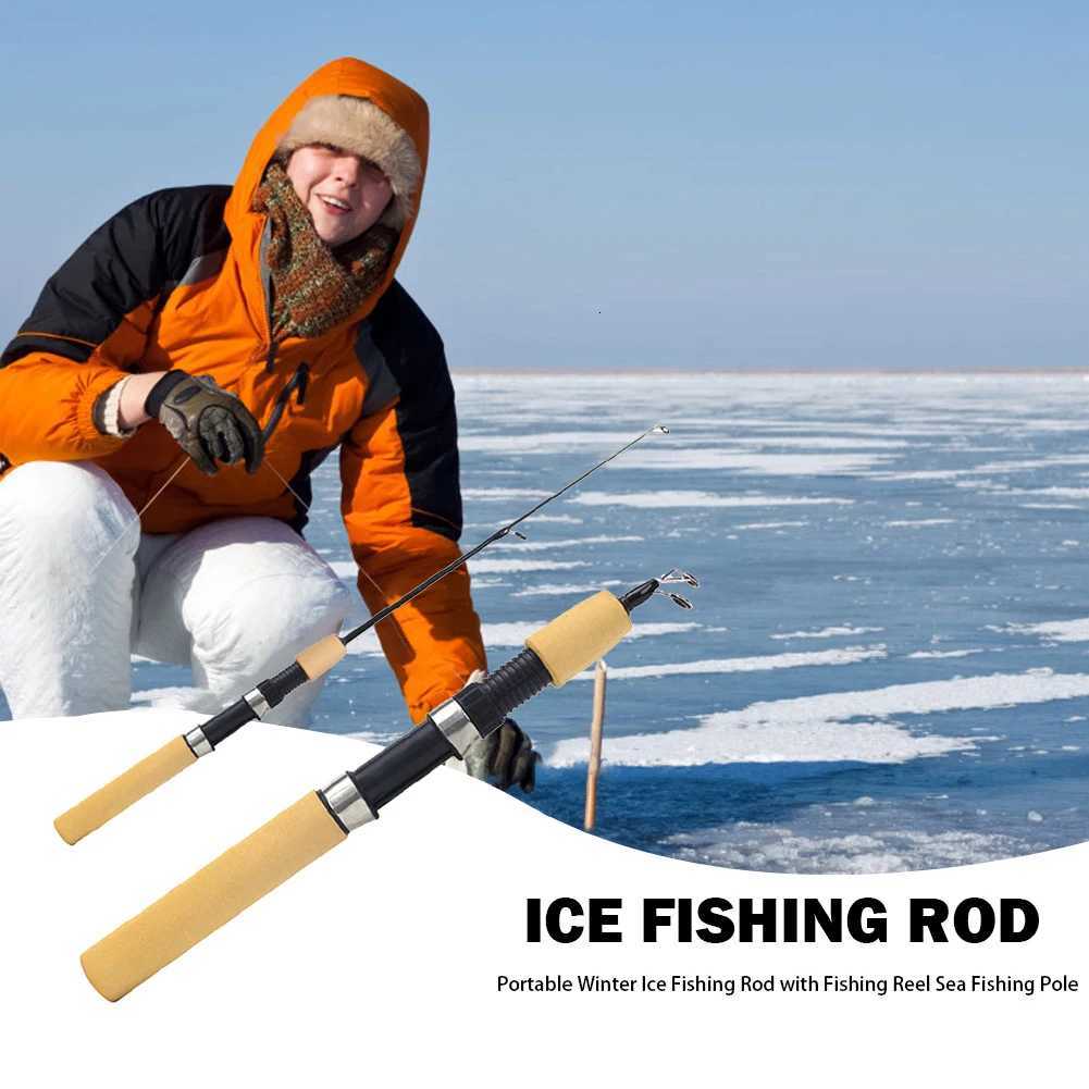 Portable Ice Fishing Rod with Fishing Reel Outdoor Angling Winter Fishing Pole Y2508