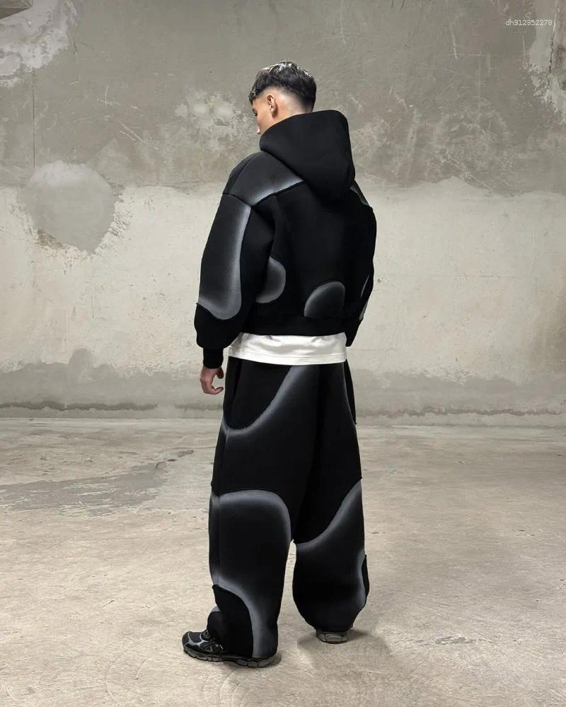 Men's Tracksuits Fashionable Simple Trendy Brand High Street Loose Casual Hoodie Goth Harajuku Retro Striped Zipper Sweatshirt Men Women