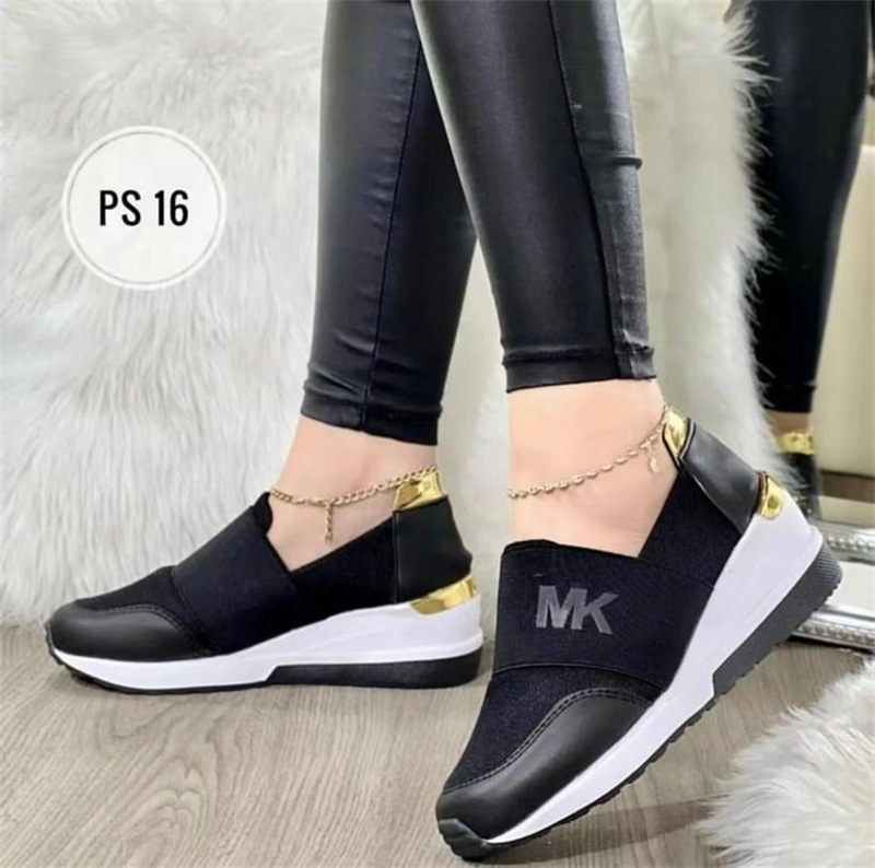 Trendy Plus Size Women's Sneakers 2025 New Wedge Elastic Casual Slip-On Shoes ddmymoon