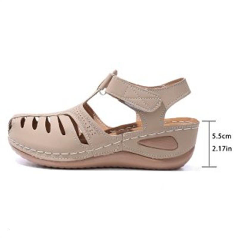2025 New Large Size Women's Closed Toe Hollow One-Strap Wedge Roman Style Sandals for Women ddmymoon