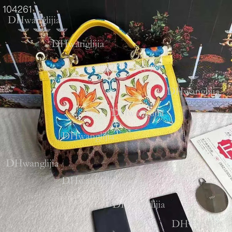 DHGM Genuine Leather Printed designer bag High-end Women's Bag Sicily Single Shoulder Crossbody Handbag Fashionable Satchel