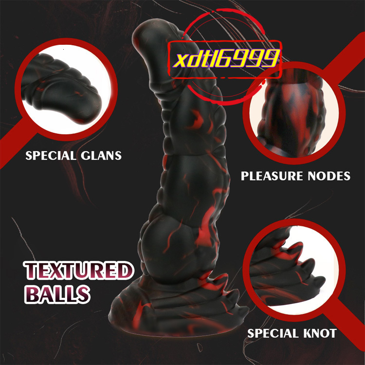 New Hellfire Color Silicone Dragon Dildo Long Monster Huge Anal Sex Toy with Suction Cup for Adult Men and Womens Fantasy Dildo