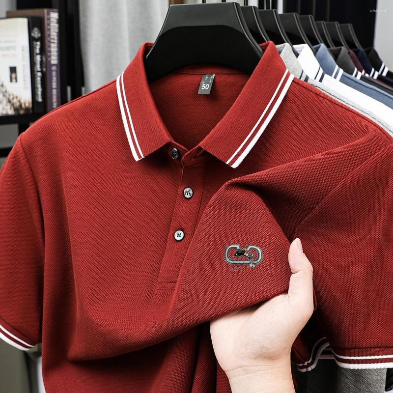 Men's Polos 2025 Short-sleeved Summer Polo Shirt Solid Color Lapel Middle-aged And Young 100 Cotton Casual Top Wear