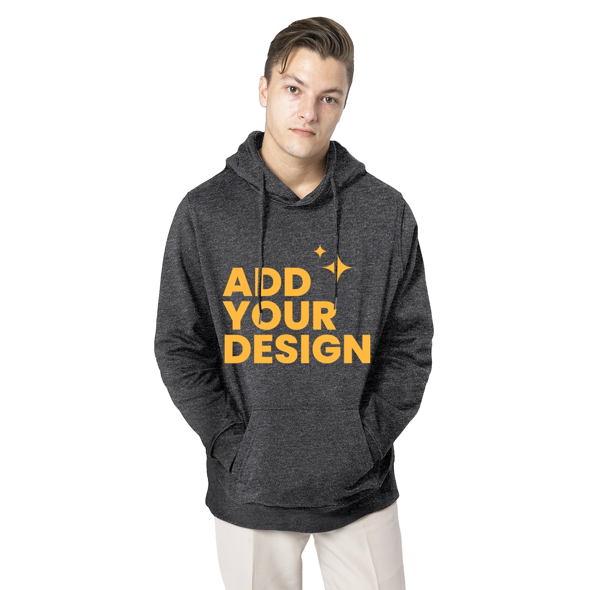 DHgatepod Men's Fleece-Lined Hoodie - 50% Cotton 50% Polyester Winter Pullover with Adjustable Hood & Kangaroo Pocket
