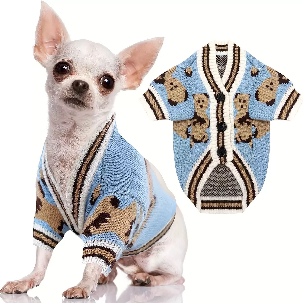 2025 new Luxury Clothes For cat Small Dogs Winter Warm Dog dog Chihuahua French Bulldog Clothing Pet Items Knitted Cardigan Sweater