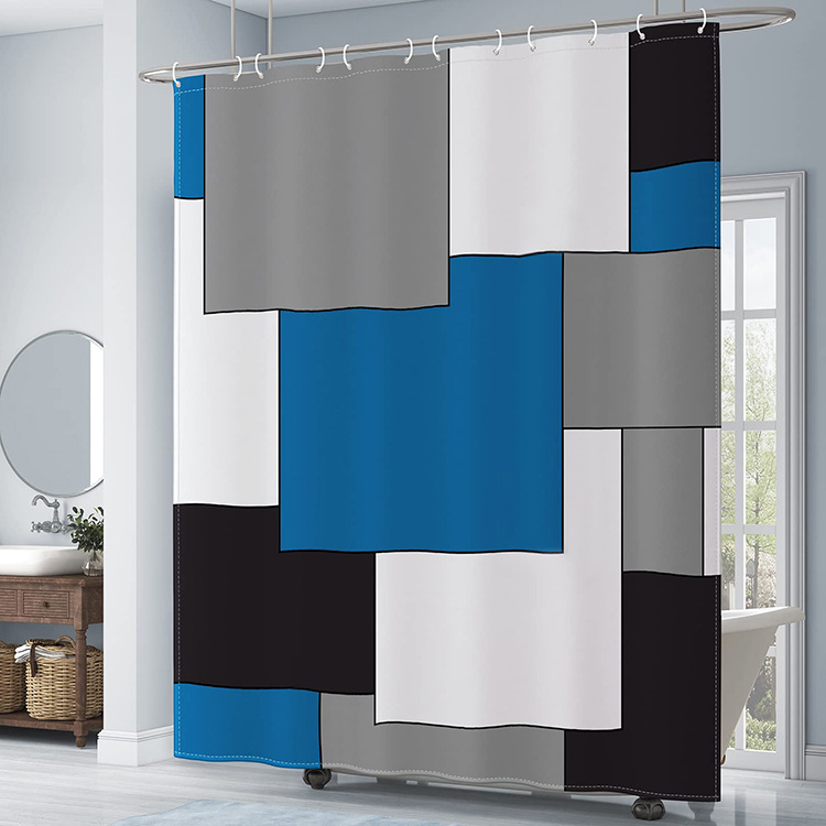 YL-37030 Manufacturer Spot Digital Printed Fabric Shower Curtain Waterproof Thickened Bathroom Partition Curtain with Hook