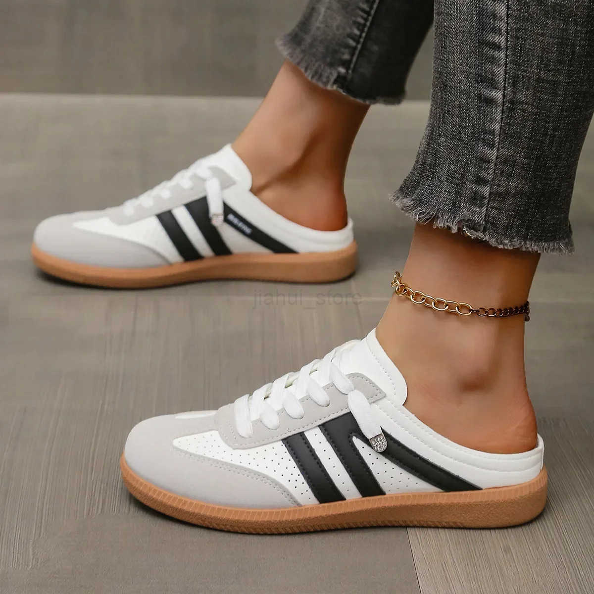 Women Mules Shoes Sports Round Toe Flat Female Footwear Casual Sneakers Clogs Platform Summer Slip-on Creeper Closed-toe Slippers M250818