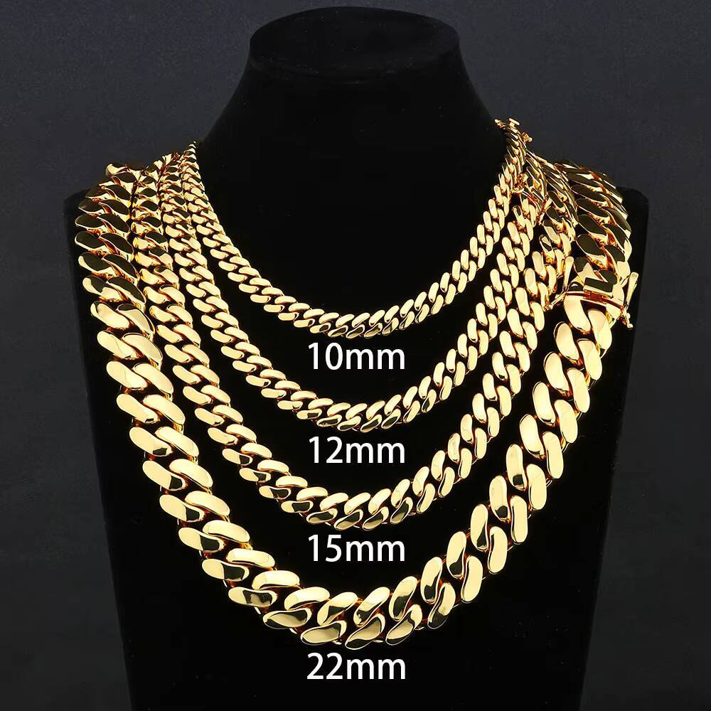 NUOYA Chunky 22mm Miami Cuban Link Chain Necklace for Men 18K Gold Plated High Polishing Hip Hop Jewelry Wholesale Cuban Chains