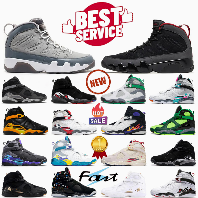 Designer Basketball Shoes 8 8s Playoff Aqua Chrome South Beach Cool Grey Take Flight Trophy Black Samurai Raid 9 9s Mens Trainers Sneakers 40-47