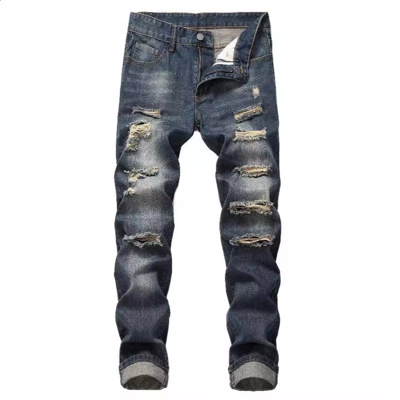 Boys Skinny Fit Ripped Distressed Stretch Fashion Jeans Pants Kids Fashion Dnim Trousers 250322