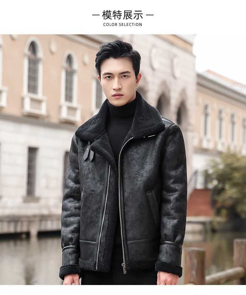 100% Cashmere PU Leather Jacket Men Plus Velvet Men Winter Warm Motorcycle Thickened Leather Coat Men Fleece PU Leather Coats XJ250818 - view 5