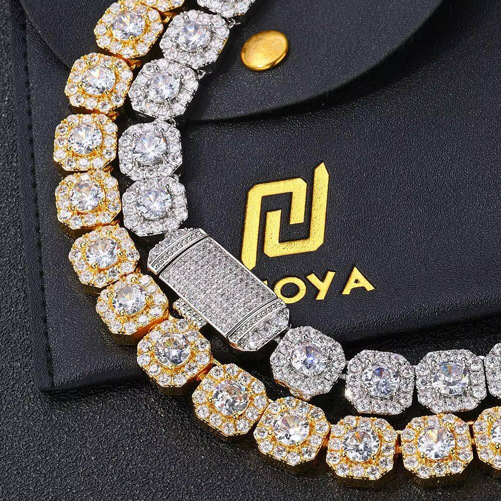 NUOYA 10mm Clustered Tennis Chain Bracelet Iced Out Baguette Cubic Zircon Hip Hop Jewelry