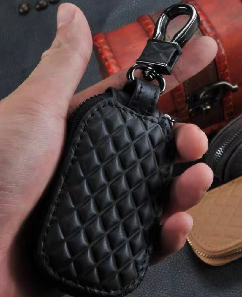 Woven Pattern Genuine Leather Universal Car Key Case Universal Type for Men and Women Car Remote Control Protective Cover Korean Style Personality 250