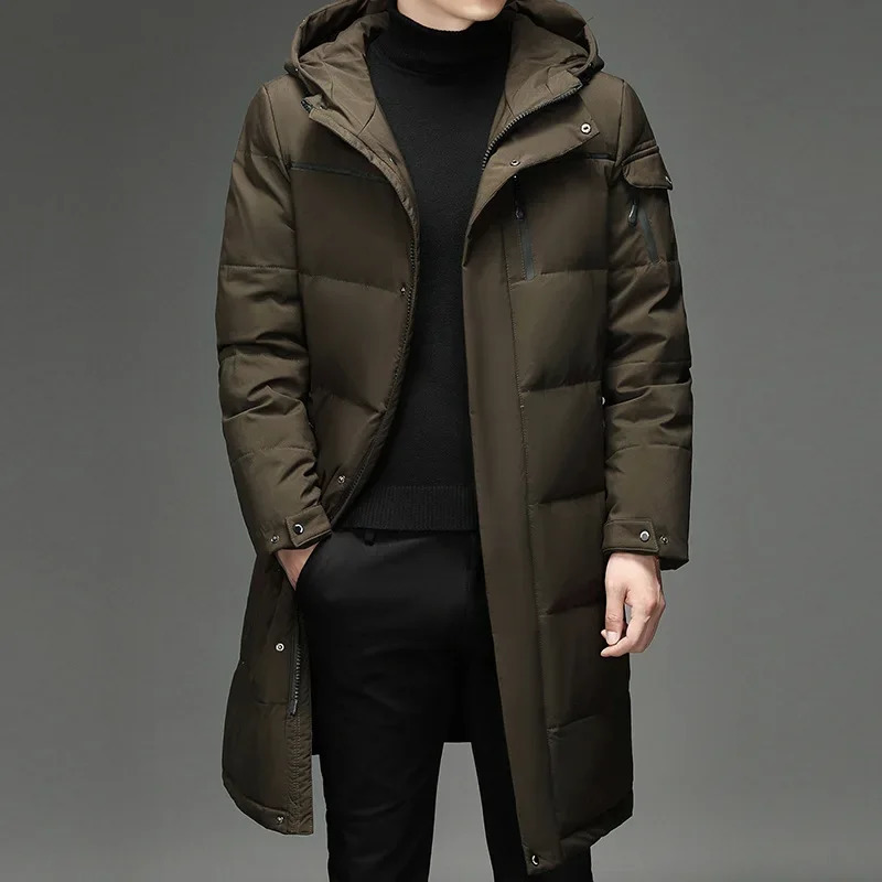 Long Down Coat Men Jacket Coats Parkas Windproof Thick Padding Padded Winter Warm Stand Up Collar Male 250818