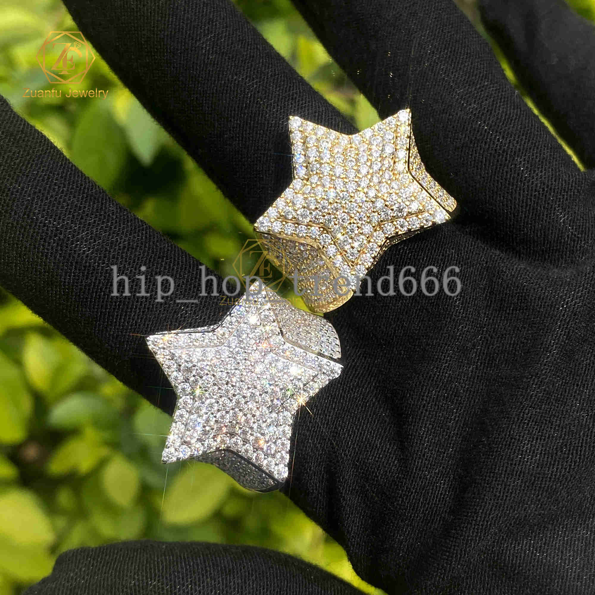 Factory Custom Luxury Jewelry 925 Silver VVS Moissanite Diamond Hip Hop Star Ring Iced Out Letter Ring Fine Jewelry for Men