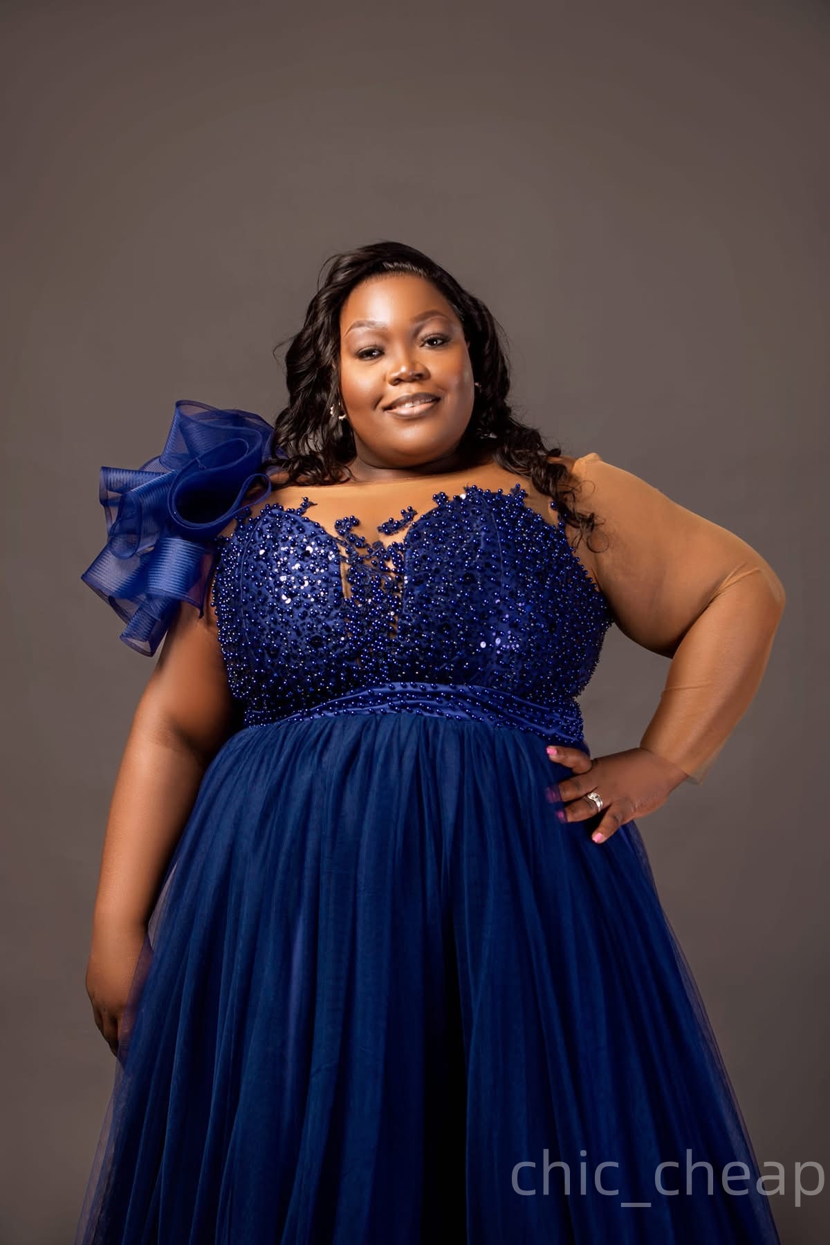 2025 Plus Size Navy Blue A-line Mother Of Bride Dresses Beaded Lace Tulle Flower Evening Party Mama's Dress Vintage Birthday Wedding Guest Groom 