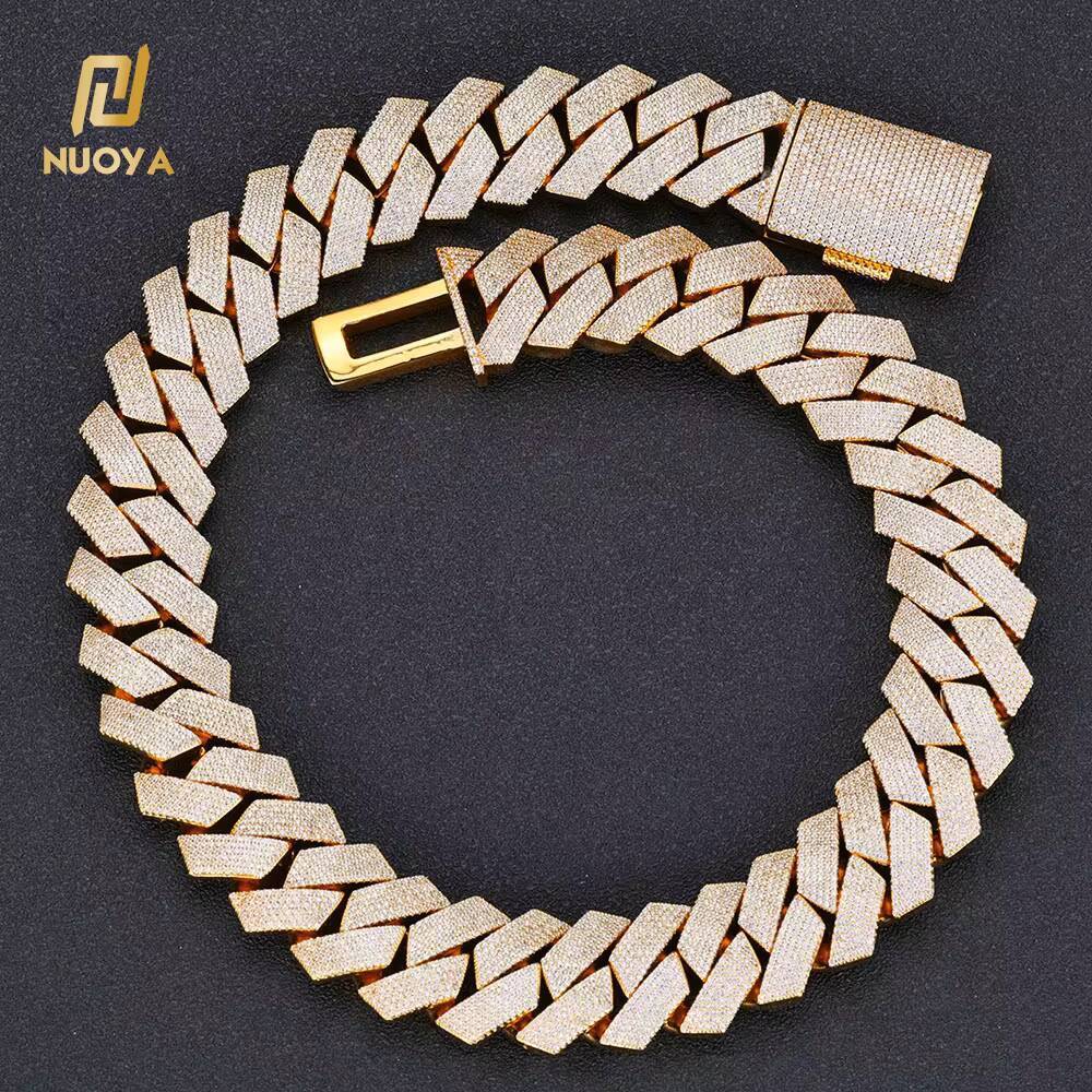 NUOYA 25MM Chunky Cuban Link Chain 6 Row Full Diamond Iced Out Prong Cuban Chain Hip Hop Jewelry Necklace for Men Women