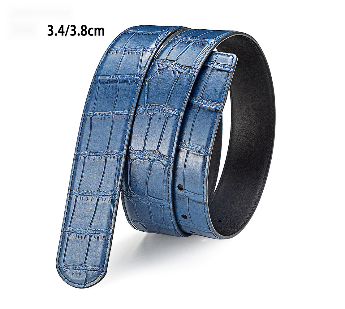 Round head replacement with double-sided cowhide crocodile pattern men's genuine leather belt buckle 3.8 waist belt