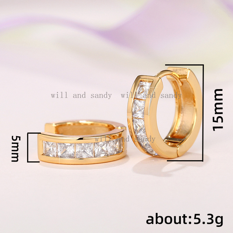 14K Gold Hoop Earrings for Women Dazzling Square Cubic Zirconia Circle Hoop Huggie Stylish Hypoallergenic Jewelry Designer Jewelry Sterling Silver Ear
