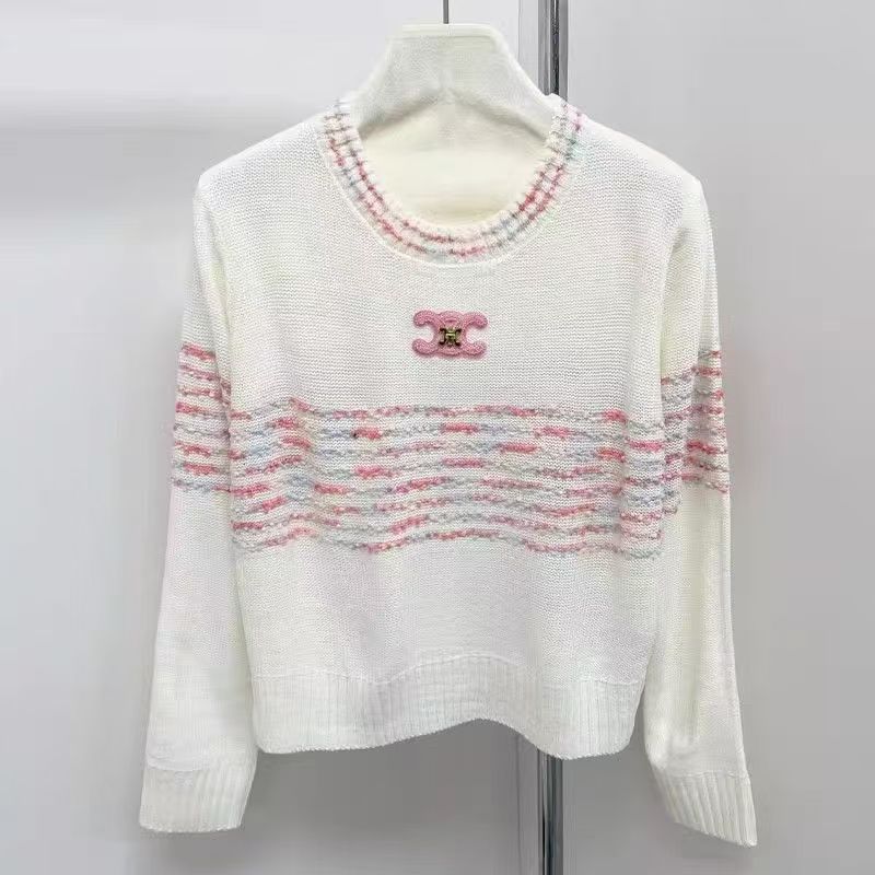 "Shop selling" 2025 new sweet temperament small fragrance sweater stripe stitching long sleeve knit cardigan