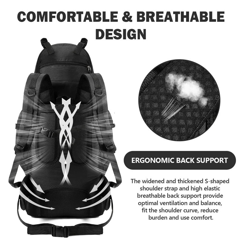 90L Waterproof Hiking Backpack Camping Trekking Rucksack Large Capacity Travel Outdoor Sports Gear Bag for Adventures 250818 - view 5