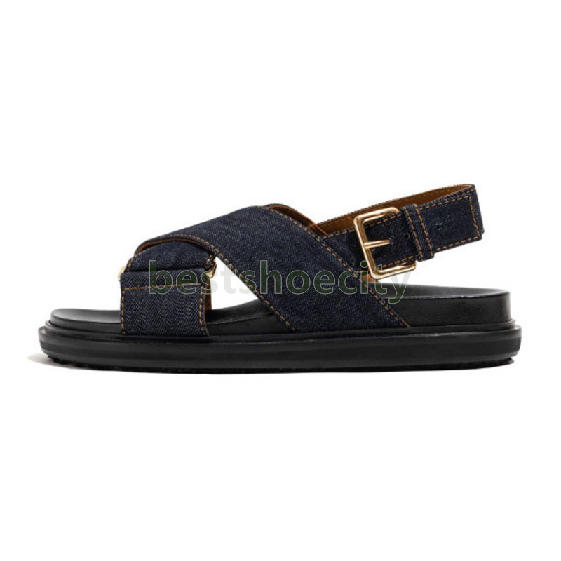 designer sandals vintage flat heels sandal comfortable denim cross-strap classics fashion rubber non-slip platform sandale size 35-40