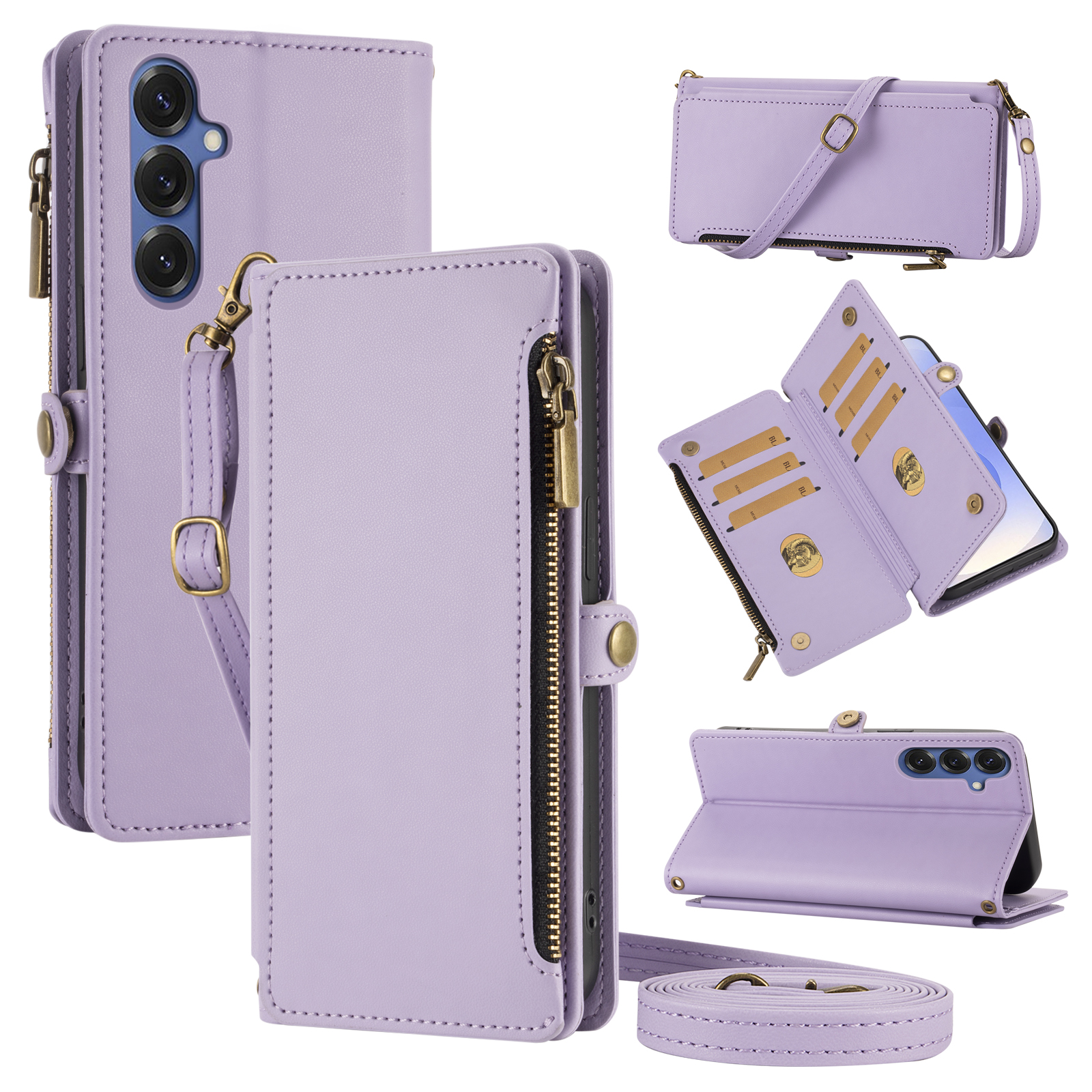 Leather Universal Smartphone Holder with Card Slots & Adjusting Belt